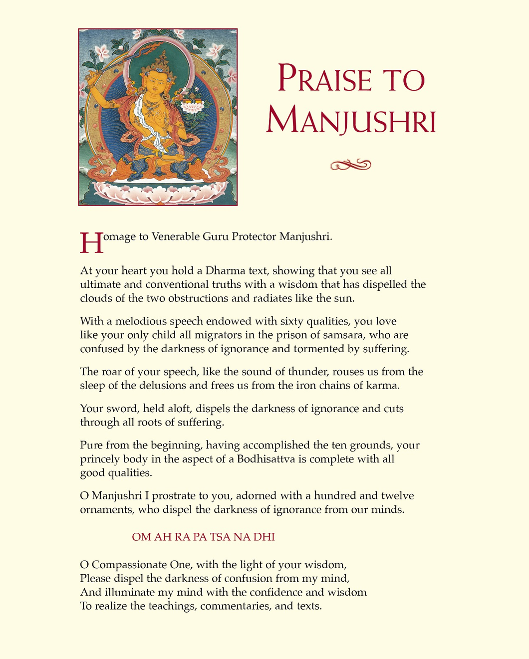 Praise to Manjushri